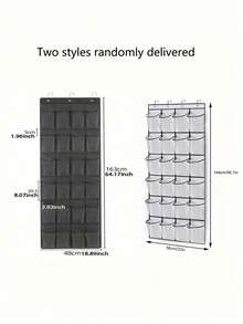 1/2 piezas Organizador de zapatos montado en la pared con 24 rejillas - Bolsa de almacenamiento colgante de armario ligera con bolsillos de malla, caja colgante de tela transparente, organización del hogar - Multicolor - Ver 7