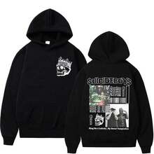 Vintage  G59 Hoodie I Want To Die In New Orleans Fabric Street Fashion Hoodie Casual Street Roller Running Sweatshirt - Black - View 8