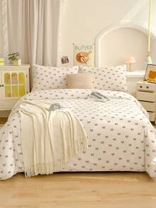 Bộ ga trải giường bằng sợi microfiber mềm mại với họa tiết nơ và trái tim - Bộ chăn ga gối 2/3 món tốt nhất - Bao gồm 1 ga trải giường và 1/2 vỏ gối - Giá cả phải chăng, chất lượng cao, phù hợp với giường đơn, giường đôi, giường cỡ lớn, quà Giáng sinh lý tưởng. - trắng - Xem 4