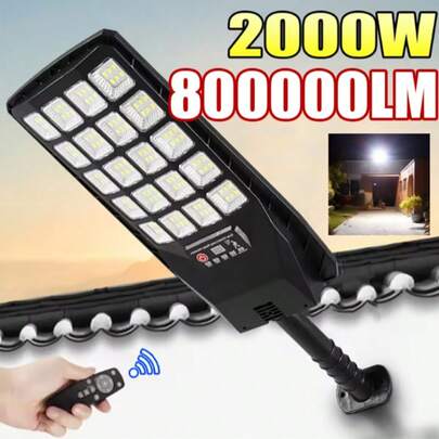 800000LM Luz solar súper brillante Luz LED de alta potencia para exteriores Luz de calle con sensor de movimiento Luz de pared de jardín que se ilumina desde el anochecer hasta el amanecer Adecuada para iluminación de patios, villas, carreteras, estacionamientos y áreas comerciales