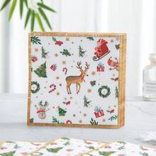 Reindeer Christmas Disposable Tableware Set, 7/9 Inch Disposable Christmas Party Paper Plates, Disposable Paper Cups, Plates, Napkins, Suitable For 10/24 Guests, Suitable For Holiday Celebrations, Christmas Decorations, Especially Suitable For Christmas Events And Party Supplies. - Multicolor - View 5