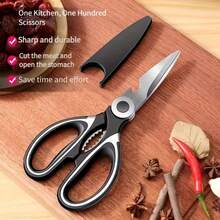 Multi - Purpose Heavy - Duty Kitchen Scissors, Ultra - Sharp And Durable Stainless Steel Shears For Cutting Meat, Fish, Poultry And More In Summer Cooking - màu đen - Xem 5