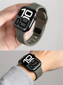 1条运动硅胶表带,兼容 42mm、38mm、40mm、41mm、44mm、45mm、46mm、49mm,时尚智能手表替换表带,适用于Series Ultra2、Ultra SE2、SE 11、10、9、8、7、6、5、4、3、2、1,男女通用 - 墨綠色 - 查看 2