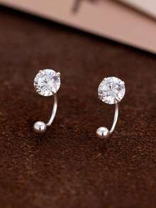 1pc S925 Sterling Silver Nose Stud, 3/4/5/6mm White Cubic Zirconia Nose Stud, Curved Hook Nose Ring, Unisex, Minimalist Nose Piercing Jewelry