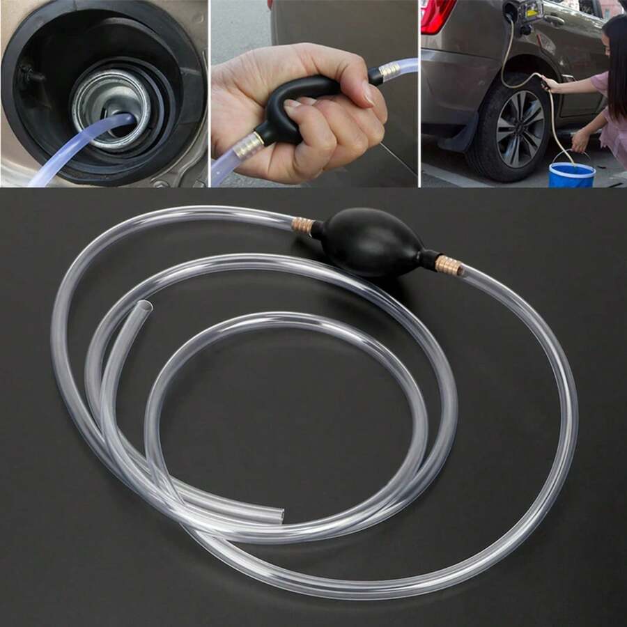 Bomba de combustible para coche, sifón, tubo de PVC, bomba manual de líquido de gasolina y diésel, bomba de transferencia de agua y aceite, accesorios para automóviles - Negro - Ver 1
