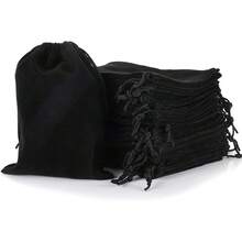 20X Velvet Gift Bags Wedding Favour Velvet Drawstring Jewellery Gift Bags Pouches - Black - View 5