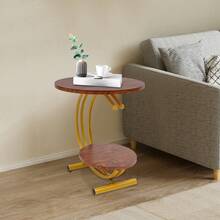 RibasuBB Round 2-Tier Side Table With Storage Shelf For Living Room And Bedroom, Sturdy Carbon Steel Frame, Modern C-Shaped Design, Easy Assembly And Maintenance - Multicolor - View 2