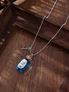 1 件 Drink Me 爱丽丝梦游仙境玻璃瓶项链吊坠软木塞小瓶吊坠，适合日常佩戴 - 銀色 - 查看 4