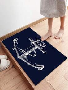 1 pieza Felpudo moderno con estampado de ancla - Navidad - Feliz Navidad - Decoración navideña - Decoración diaria - Regalo navideño - Alfombra de entrada - Alfombra de exterior - Alfombra de interior - Alfombra pequeña - Franela suave 900GSM, lavable a máquina, resistente, resistente a las manchas, de secado rápido, apto para felpudos de interior/exterior, decoración del hogar, decoración de habitaciones, alfombra de dormitorio, alfombra de cocina, fotografía, accesorios, decoración de exteriores, regalos navideños, alfombras de área, todo el año