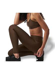 Alo Yoga ALO 7/8 High-Waist Airlift Legging Women High Waist Lightweight Breathable Stretch Close-Fitting Skin-Friendly Soft Seamless Good Elasticity Body Shaping Yoga Gym Training Daily Travel Summer Espresso Brown W51314r-ESPRESSO - brown - View 5