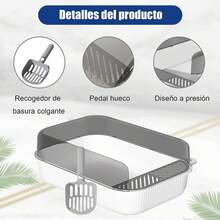 Caja de Arena para Gato, Bandeja Semicerrada para Gatos, Caja de Arena con Tapa Adecuado para Gatos Pequeños y Medianos (Blanco)