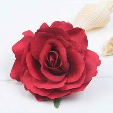 Halloween Burgundy Rose Hair Clips And Barrettes - 5 Pack Handmade Cute Flower Brooch Pins Women's Fashion Party Decoration Cosplay Costume Headpiece