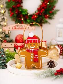 1 Stück Weihnachts-Lebkuchen Party Geschenktüte - Papier Weihnachts-Geschenktüte mit Griff, geeignet für Weihnachtsparty Dekorationen und Feiertags-Zubehör, Geburtstagsfeiern, Hochzeiten, Weihnachtsgeschenke, Weihnachtsdekorationen, Geburtstagsfeiern, Neujahrsgeschenke, Farben und Stile sind zufällig, Weihnachts-Lebkuchenmann Geschenktüten, Weihnachts-Apfel Verpackungsboxen Winterraumdekoration