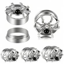 1PC Stainles Steel Flash Moon Ear Gauges Spider/Swirl/Cross Ear Tunnel Plugs Expanders Shell Earrings Plugs Piercing Body Jewelry - As Shown - View 21