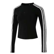 Adidas 長袖 女子休閒長袖T卹 W 3S TEE三條紋修身長袖 運動休閒套頭衫 JN0755 - 黑色/漢玉白 - 查看 1