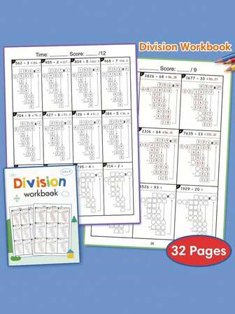 Children's Multiplication And Division Workbook, Math Practice Exercise Book, A4 Notebook For Daily Practice