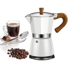 Cafetera Espresso de Aluminio Para Moka café, cafetera espresso Italiana Para espresso de café - Fácil de usar - Hace 3 taza, 6 tazas (150ML / 3 Cup, blanquecino) - blanquecino - Ver 2