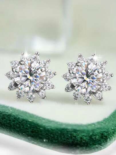 1 par de pendientes de botón de girasol de plata de ley 925 para mujeres, minimalista y elegante, versátil, adecuado para el uso diario, citas, fiestas, San Valentín, Día del Maestro, Navidad, Año Nuevo, fiestas, bodas, joyería de lujo para mujeres