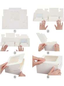 50 Cajas De Panadería Blancas 4x4x2,5 Pulgadas Con Ventana - Blanco - Ver 3