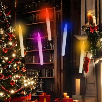 NBBUFF Flameless Conical Candle With Remote Control, Floating Candle Lamp, Realistic Flashing Floating Candle Lamp, LED, Timed, Suitable For Wedding Decorations, Valentine's Day, Halloween Home Decoration Christmas String Light