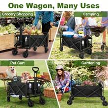 Heavy Duty Folding Pet Wagon Cart With All-Terrain Wheels, 330lbs Capacity Collapsible Dog & Cat Stroller For Outdoor, Travel, Park & Camping – Black - Black - View 2