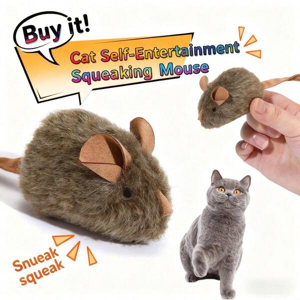 Intelligent Sensing Voice Plush Mouse Cat Toy, Realistic Meowing Soft Mouse Toy For Pet Entertainment