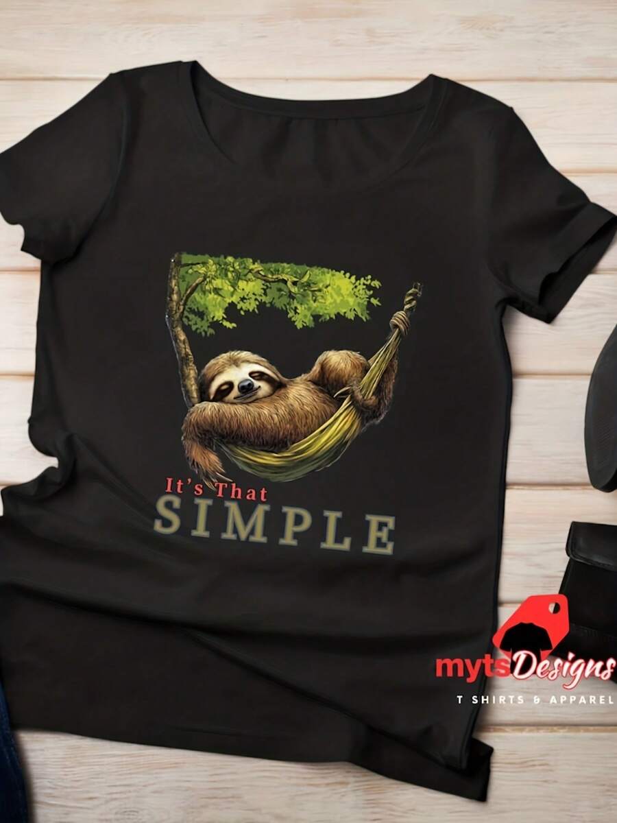 Lazy Sloth In Hammock T-Shirt Relaxing Sloth Tee Spy Sloth T Shirt, Sloth Lovers Shirt - 款式19 - 查看 1