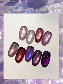 XEIJAYI 1pc 'Nine Purple Flame' Cat Eye Nail Gel  - Mystical Purple Hues With Intense Cat Eye Shine, Perfect For  Women's Nail Art & Daily/Evening Wear, Long-Lasting & Chip-Resistant - 彩色 - 查看 4