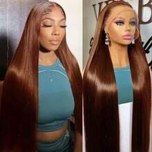 Realove 13X4 Straight Wigs Glueless Wig Human Hair Wear And Go Transparent Lace Front Wigs Human Hair Chocolate Brown Wig Bob Wigs Human Hair Wigs Glueless Wigs Pre Plucked 40 Inch T Part Long Wigs For Women Halloween Natural Black Wig Daily Party Wear - Light Brown - 查看 9