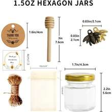 60 Pcs Honey Jar, Glass Honey Pot 1.5oz, Mini Honey Jars With Dipper, Bee Charm, Jutes, Thank-You Card, Gold Gift Bags And Stickers, Perfect For Baby Shower Favors Wedding Favors - Clear - View 3