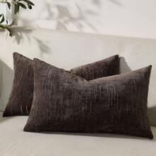 1/2pcs Vintage Striped Throw Pillow Cover, 100% Polyester Woven Zippered Pillow Sham, Machine Washable, Geometric Pattern Decorative Cushion Cover For Sofa, Bed, Dining Room, Home Office, Coffee Brown - Coffee Brown - View 14