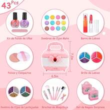 ¡RecomendadoYostyle Cosméticos para Niñas, Juguetes de Maquillaje para Niños 43 Piezas Lavables, Kit de Maquillaje de Simulación, Estuche de Maquillaje de Princesa con Espejo, para 3+ Años - Rosa¡Top de Temporada - Azul - Ver 2