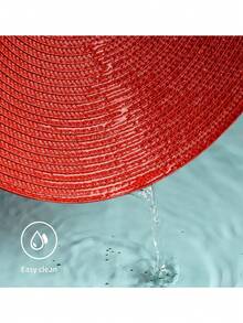 4 件/6 件套 15 英寸编织圆形餐垫，可洗防滑餐桌垫，适合家庭聚会、婚礼、派对（红色） - 紅色 - 查看 7