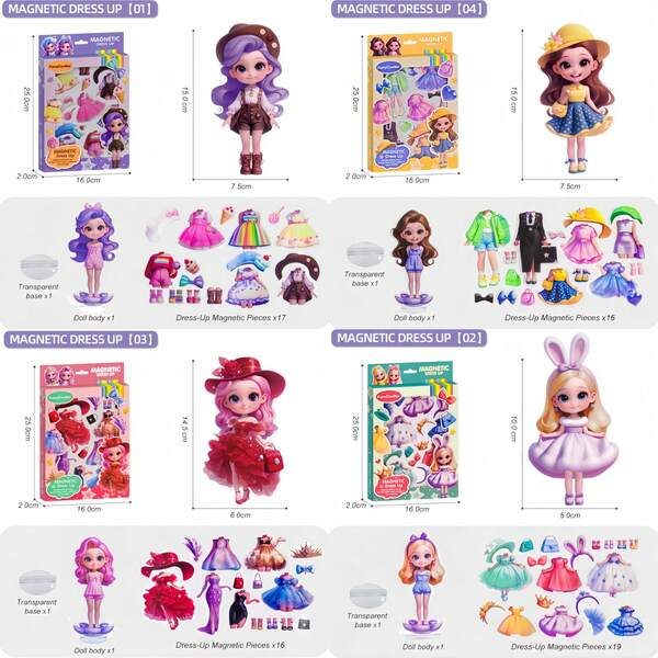Naklejki magnetyczne do samodzielnego wykonania: lalki do przebierania, magnetyczne naklejki do przebierania dla dziewczynek, zabawki magnetyczne z cichymi książkami, edukacyjna zabawka magnetyczna do przebierania, wielokrotnego użytku, edukacyjne artykuły z magnetycznymi naklejkami, interaktywna zabawka edukacyjna, prezent na powrót do szkoły, prezent na Dzień Dziecka/urodziny, prezent na Dzień Matki