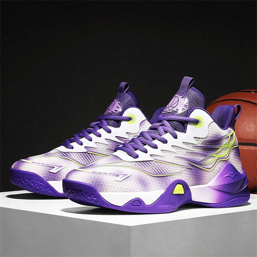 Men's Shoes Fashion Sneakers Breathable Running Shoes Men Arch Support Basketball Shoes Non Slip Sport Shoes Size:38-46 - White Purple - View 1