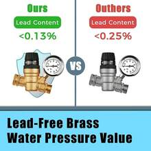 RV Water Pressure Regulator, Brass Lead-Free Adjustable Water Pressure Reducer With Gauge, Tool-Free Hand-Turn 0-160 PSI, 3/4" GHT For RV, Camper, Trailer, Garden Hose - ĐỒNG THAU03 - Xem 5