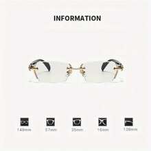 1pcs Unisex Ultra-Light Frameless Glasses - Vintage Diamond Cut Edge, Classic Unisex Computer Glasses, Sturdy Iron Frame, Unisex Glasses - Bạc - Xem 1