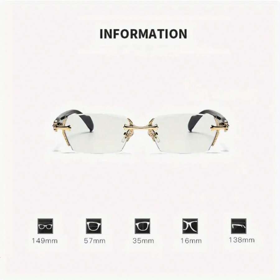 1pcs Unisex Ultra-Light Frameless Glasses - Vintage Diamond Cut Edge, Classic Unisex Computer Glasses, Sturdy Iron Frame, Unisex Glasses - Bạc - Xem 1