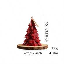 1pc Christmas Big Leaf Cedar Christmas Tree Shaped Scented Candle, Home Decor Ornament, Holiday Gift, No Wooden Base, Product Weight: 100g, Size: 7*10cm, Kraft Paper Box