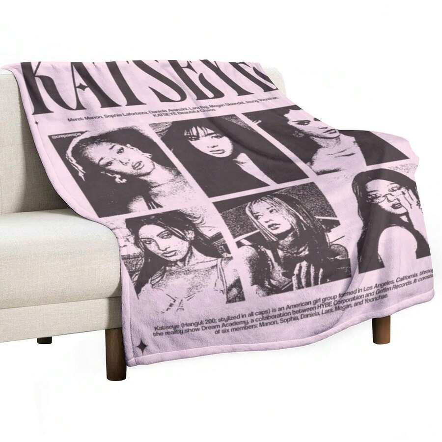 Super Soft And Comfortable Singer KATSEYE Wool Flannel Blanket, Lightweight, Fluffy And Comfortable Texture, Warm Plush Blanket, Suitable For Sofas, Beds, Gifts Between Friends - Nhiều màu - Xem 1