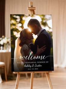 Individuelle Hochzeit Willkommensschild Vorlage, Foto Hochzeit Willkommensschild, modernes minimalistisches Hochzeit Willkommensschild, Hochzeit Beschilderung Dekoration bearbeitbarer druckbarer Hochzeit Schild mit Foto, individuelle Hochzeit Beschilderung, personalisiertes Foto Hochzeit Schild, Hochzeit Willkommensschild mit Foto, erhöht den Spaß, dekorative Malerei, Wohnzimmer, Schlafzimmer, Dekorationsposter, unvergesslich, bedeutungsvoll, Leinwand, rahmenlos