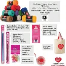 Red Heart Super Saver Super Yarn Stitchers Kit With Bag And Accessories For Knitting Crocheting Crafts And Amigurumi