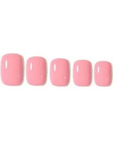 ARTAUG 96片Abrazine纯色美甲贴纸，4种不同的裸色系，亮面，可佩戴，可爱短方形假指甲，可卸除，美甲贴纸套装，新年礼物送给女性和女孩 - 红色美甲用品 - 紅色 - 查看 3