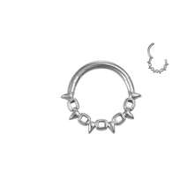 1pc 316 Stainless Steel Segment Nose Ring Punk Style Earrings With Lock Chain Design Spiked Septum Piercing Jewelry