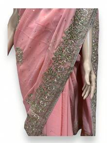 Traditional Designer Saree With Ready Blouse, Elegant  Cultural Wear, 016 - Multicolor - View 7