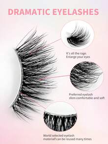 ENCHUW 16 Pairs Half Lashes Cat Eye With Clear Band Wispy False Eyelashes Natural Look 3/4 Corner Lashes Short Accent Lashes With Transparent Band - Black - View 3