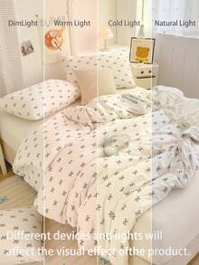 Bộ ga trải giường bằng sợi microfiber mềm mại với họa tiết nơ và trái tim - Bộ chăn ga gối 2/3 món tốt nhất - Bao gồm 1 ga trải giường và 1/2 vỏ gối - Giá cả phải chăng, chất lượng cao, phù hợp với giường đơn, giường đôi, giường cỡ lớn, quà Giáng sinh lý tưởng. - trắng - Xem 8