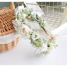 Girl Flower Crown Floral Crown Women Floral Headband Flower Headpiece Halo Boho Maternity Photo Props Wedding Party Prom White