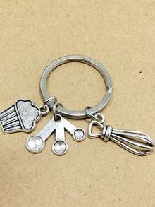 1pc Unisex Mini Baking Tool Keychain, Cute Kitchen Utensil Pendant For Wallet, Handbag, Car Keys Christmas Gift Bag Charms Car Teacher Friend Sister Gift Ideas - Silver - View 1