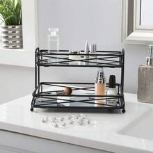 Home Details Mirrored Perfect For Perfumes Jewelry Makeup Cosmetic Organizer Stylish Decor In Matte Black 2 Tier Vanity Tower - MatteBlack - View 5